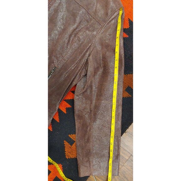 NEW Terry Lewis Women's Brown Snakeskin Style Zip Up Leather Jacket. Large - Picture 3 of 16